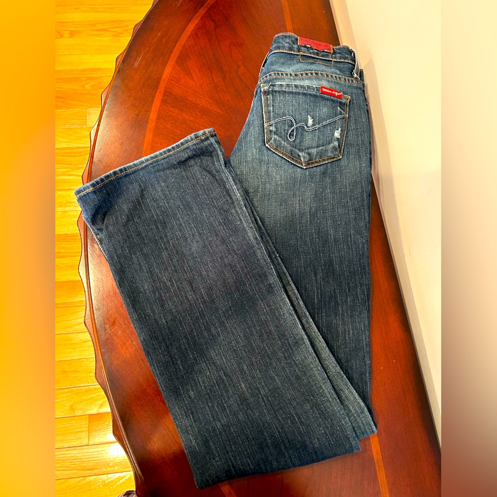 Women’s Vintage Blue 2 Made in California Jeans with Whiskering and Destressing